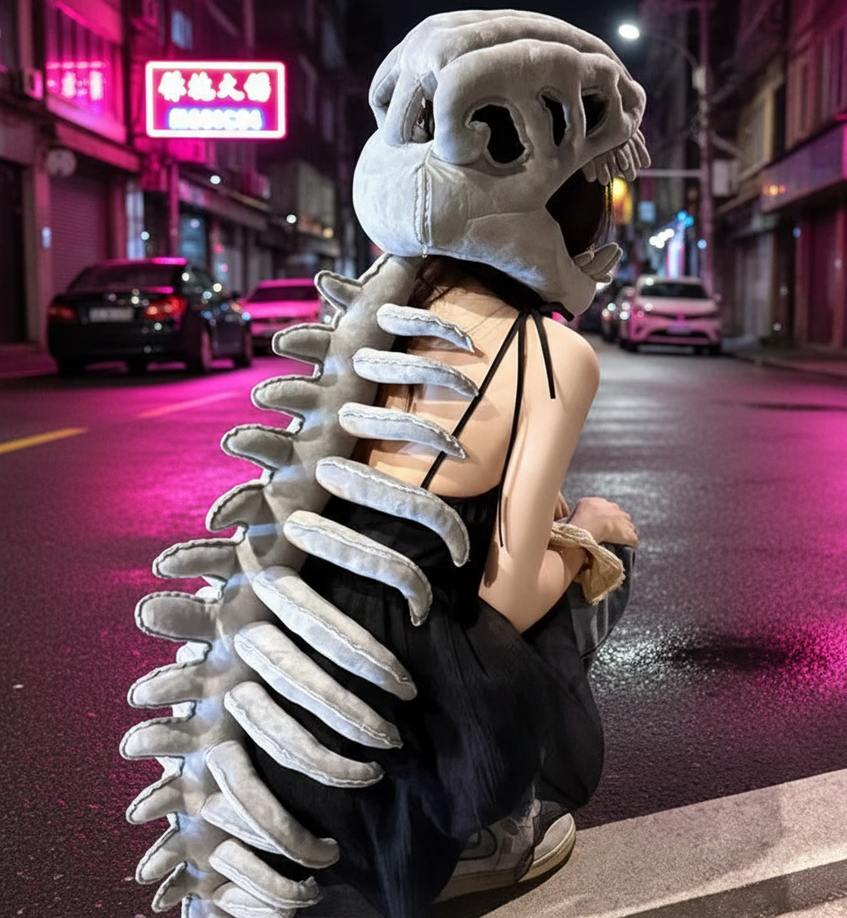 🦴 Realistic Dinosaur Skeleton Plush Costume