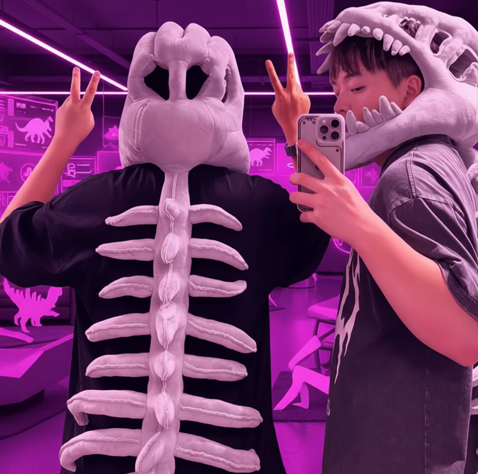 🦴 Realistic Dinosaur Skeleton Plush Costume